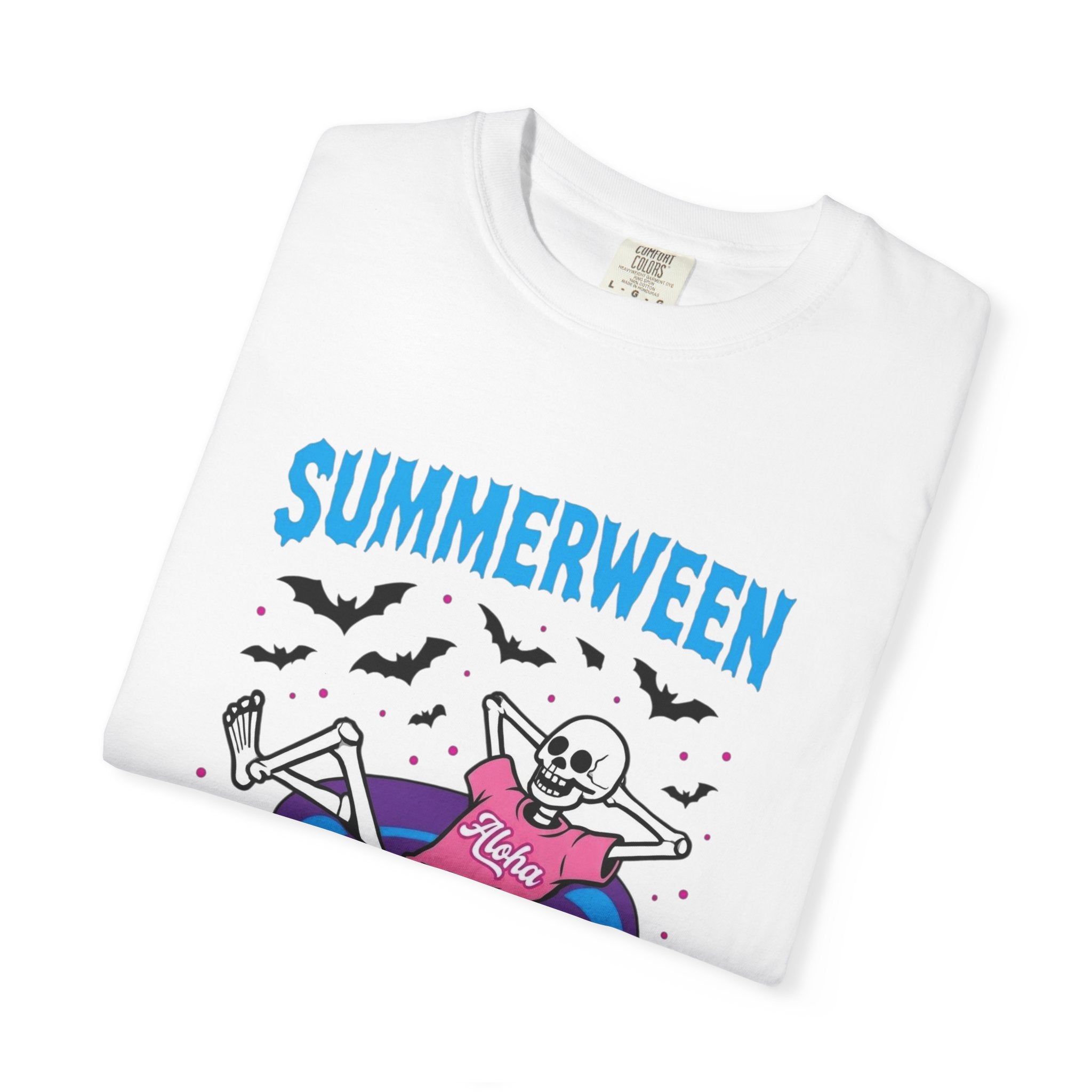 Summerween Vibes Skeleton T-shirt | Spooky Summer Beach| Love, Hawaii Halloween