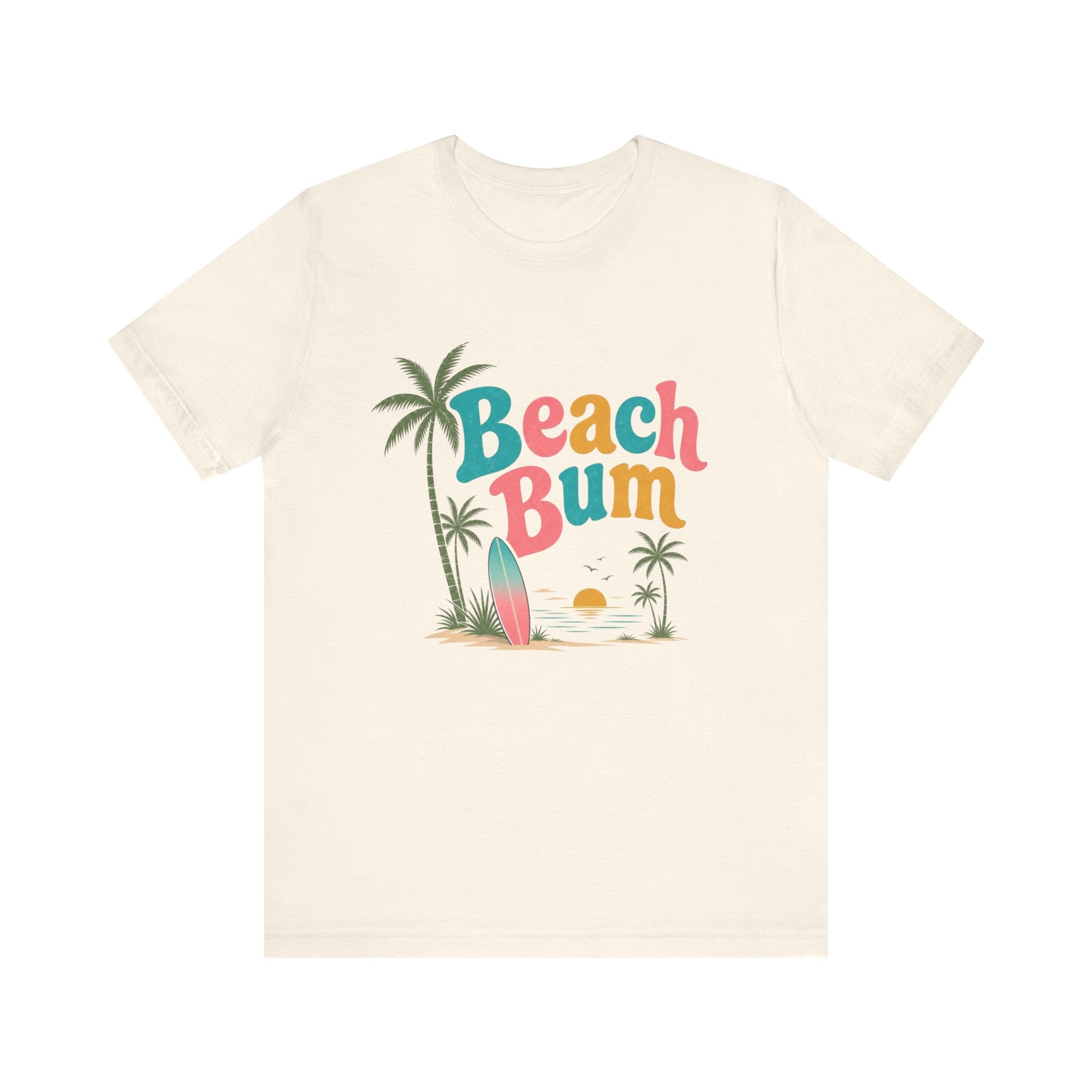 Beach Bum graphic tee | Surfboard palm tree sunset T-Shirt