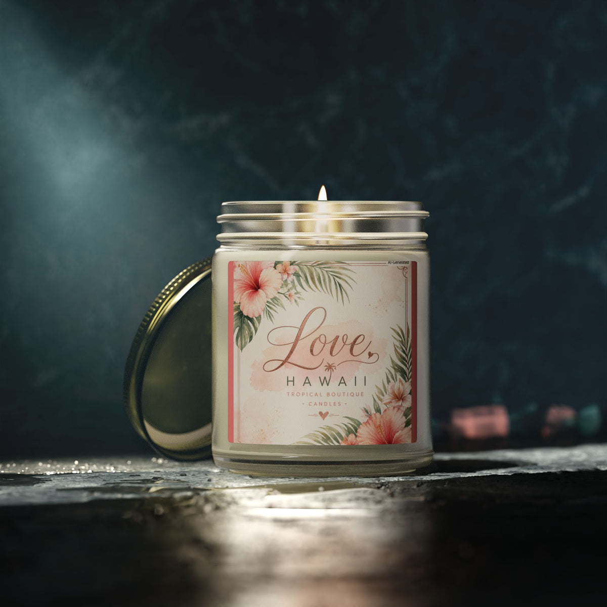 Coconut Apricot Scented Candle — Tropical Boutique Soy Jar (4oz or 9oz)-Love, Hawaii Home Collection