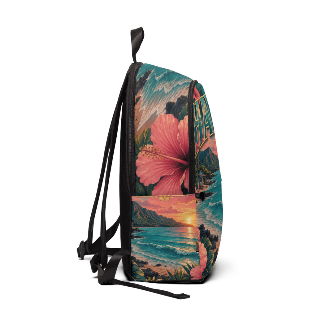 Hawaii Vintage Sunset Beach Backpack | Tropical Hibiscus Aloha| Love, Hawaii Collection