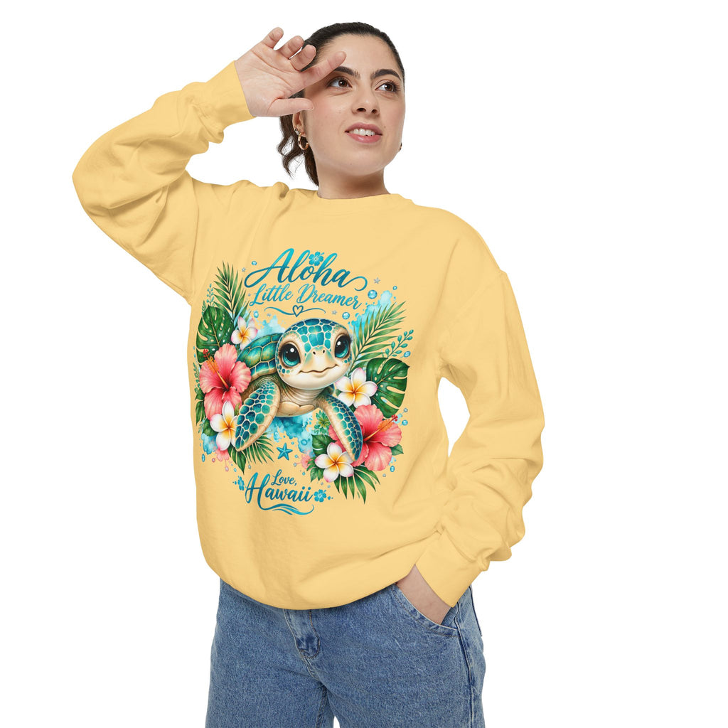 Aloha Little Dreamer Sea Turtle Sweatshirt | Hawaii Floral Beach Vibes