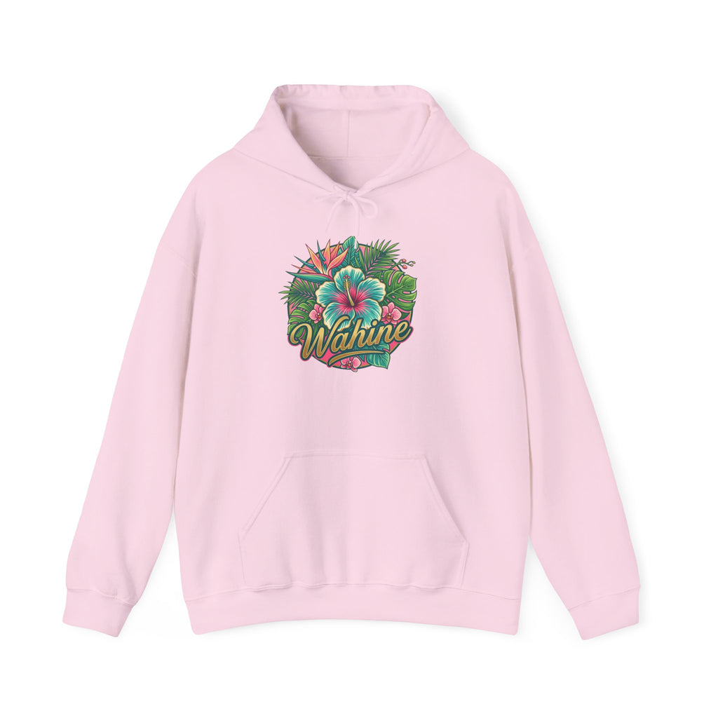 Wahine Tropical Floral Design Hoodie | Hawaiian Hibiscus Palm Leaves