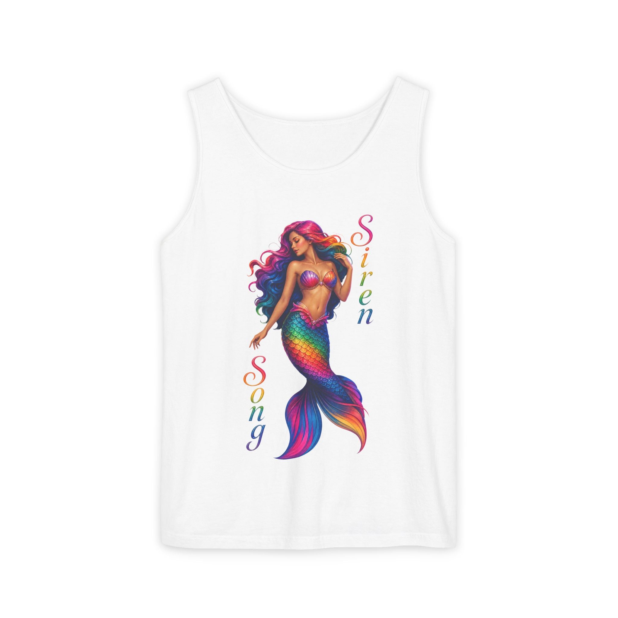 Mermaid Siren Tank Top — Rainbow 'Song' Graphic Beach Tank