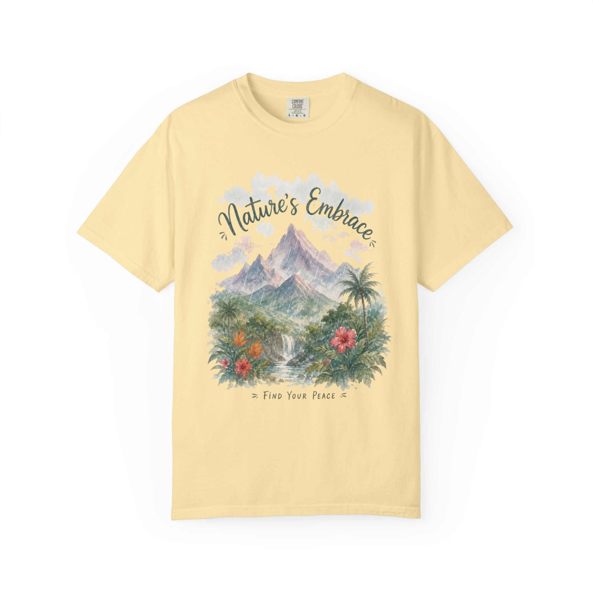 Nature's Embrace Mountain & Tropical Floral T-Shirt