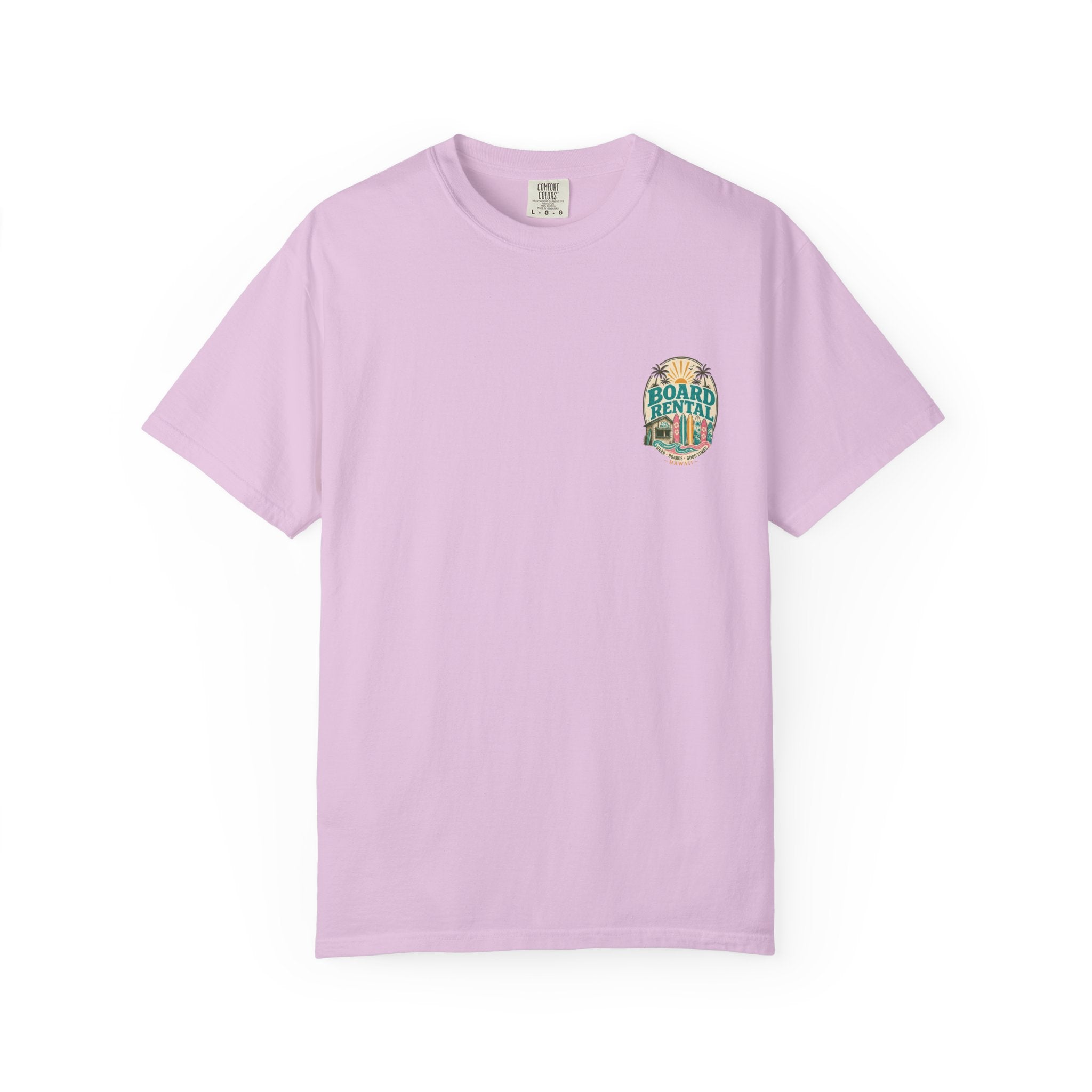 Board Rental T-Shirt — Hawaiian Surf Shop Graphic Tee (Back & Chest Print)