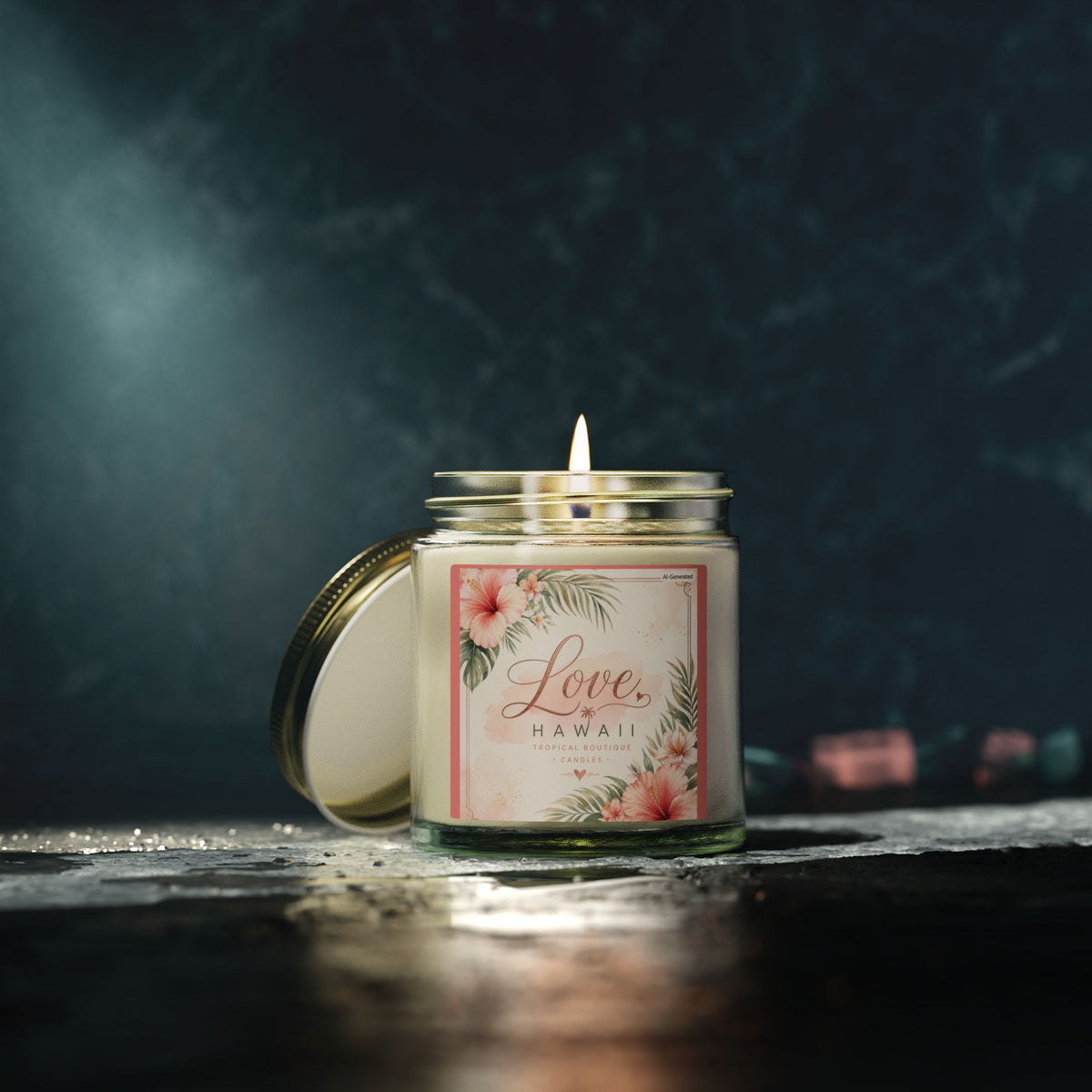 Coconut Apricot Scented Candle — Tropical Boutique Soy Jar (4oz or 9oz)-Love, Hawaii Home Collection