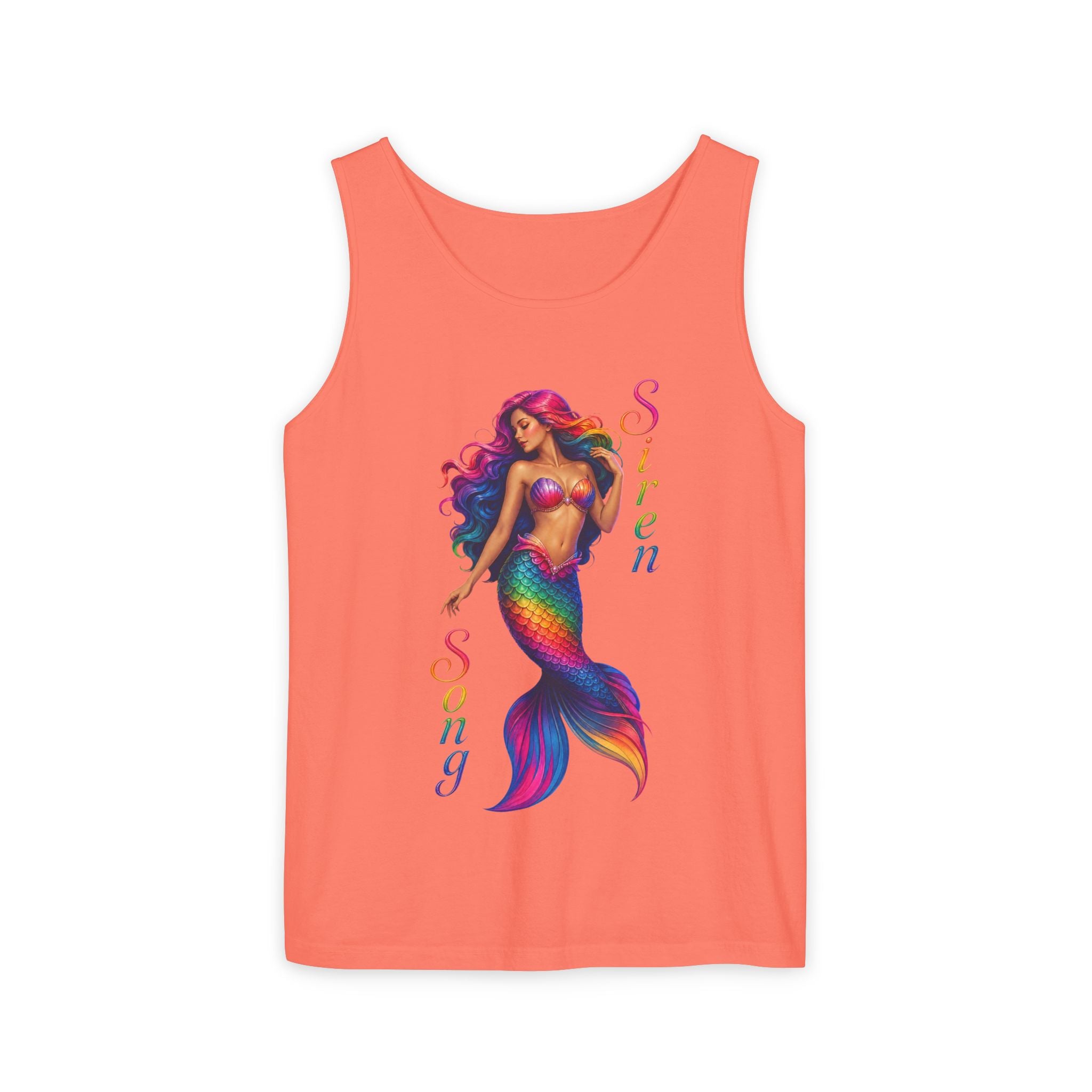 Mermaid Siren Tank Top — Rainbow 'Song' Graphic Beach Tank