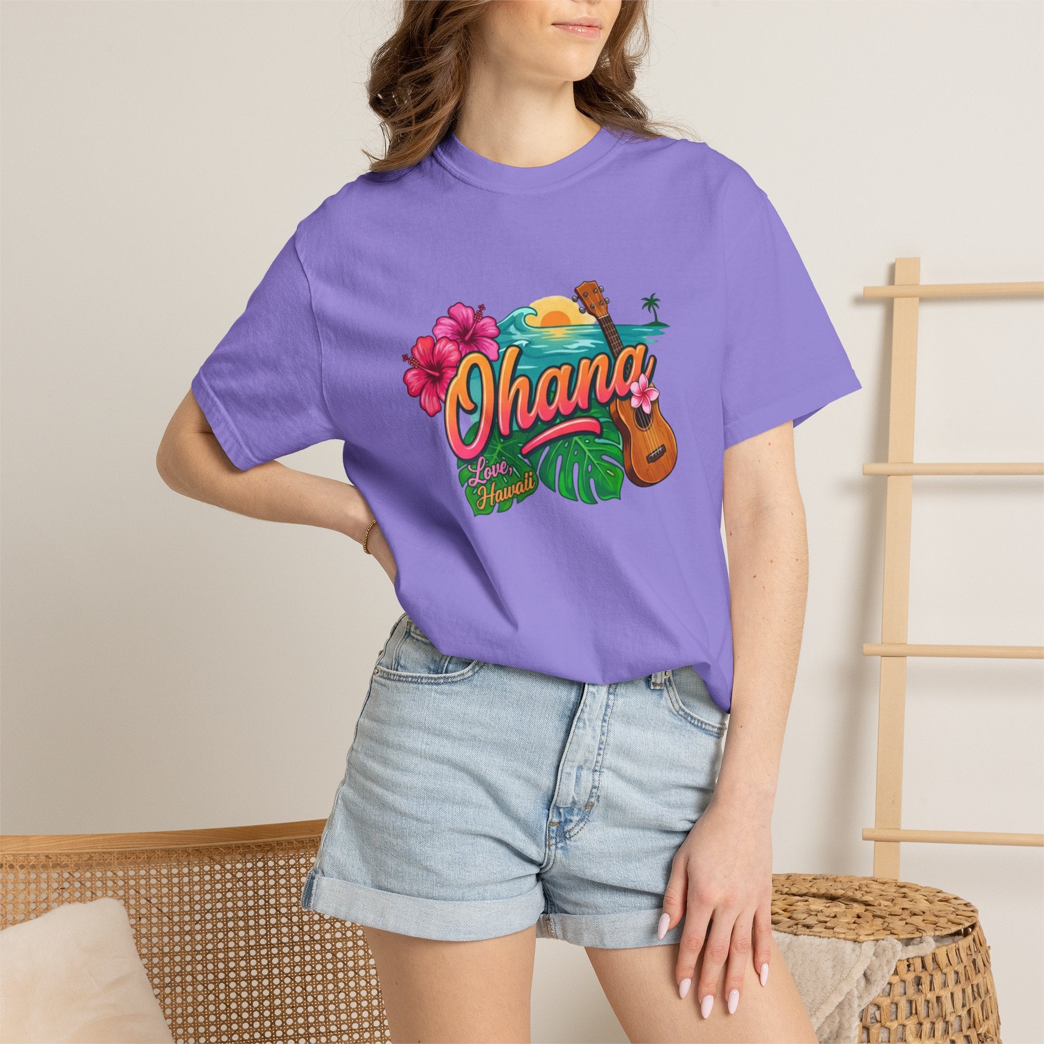 Ohana Tropical Sunset Tee-Love, Hawaii Collection