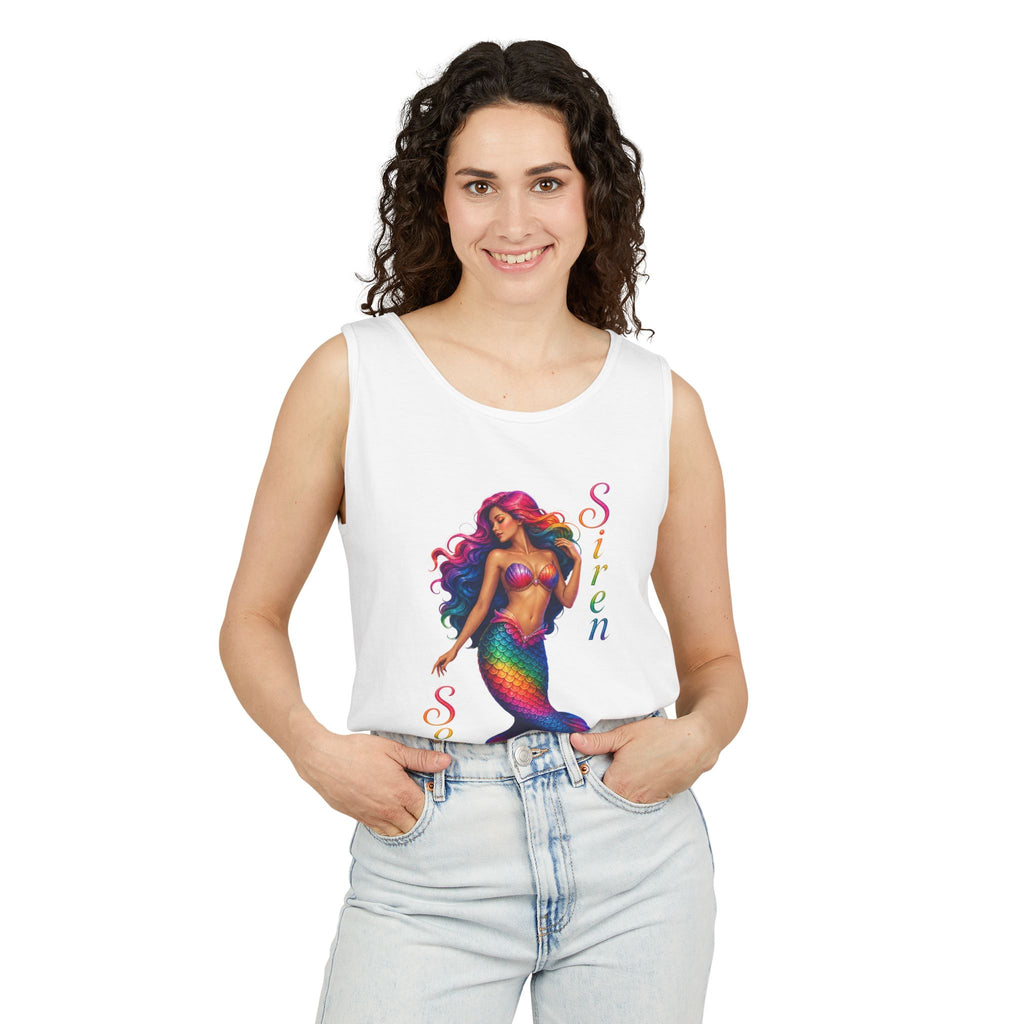 Mermaid Siren Tank Top — Rainbow 'Song' Graphic Beach Tank