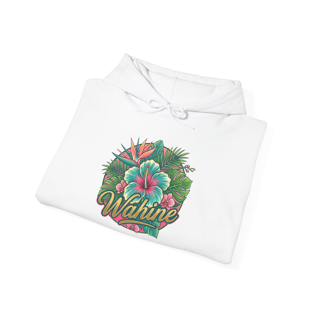 Wahine Tropical Floral Design Hoodie | Hawaiian Hibiscus Palm Leaves