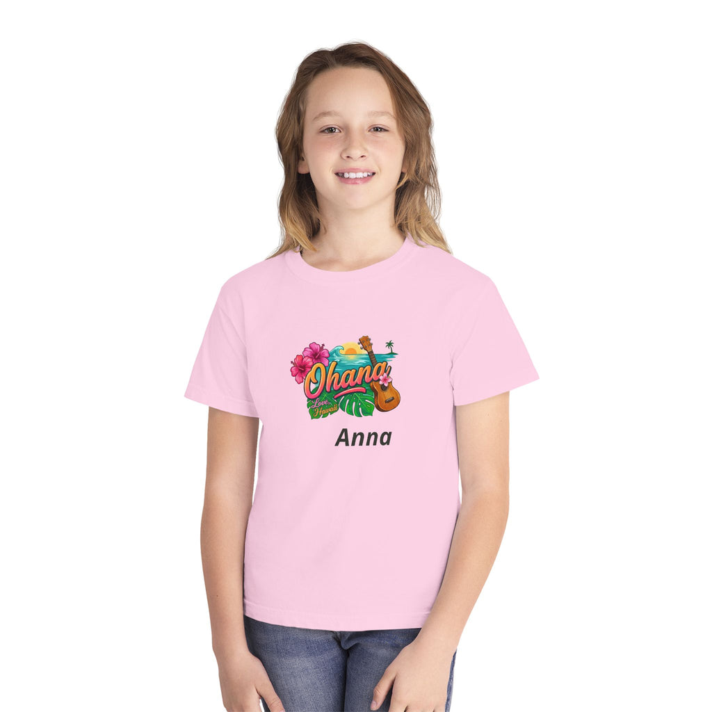 Ohana Floral Ukulele Youth Tee | Personalized Name Option
