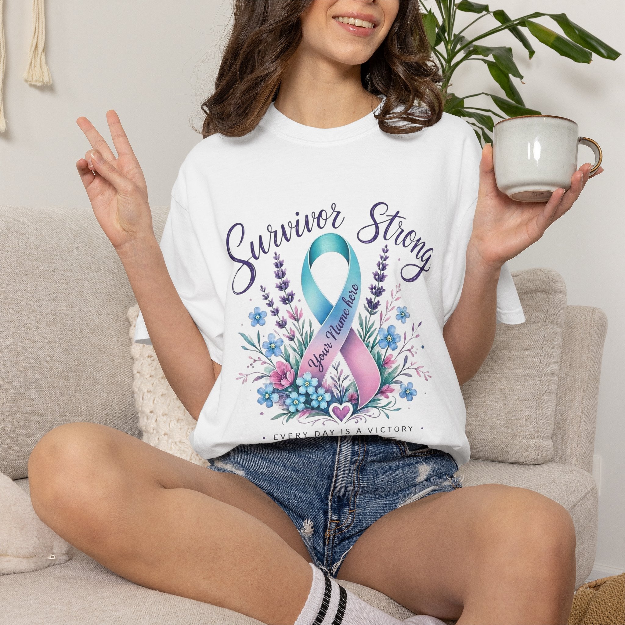 Survivor Strong Ribbon T-Shirt — Thyroid & Awareness Support Tee