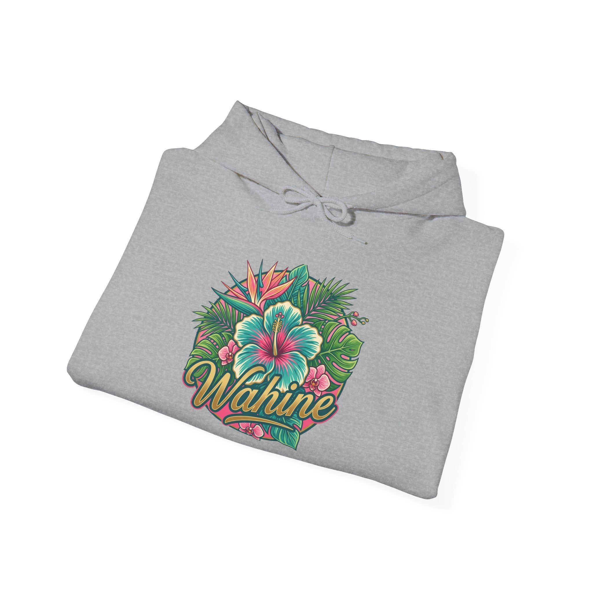 Wahine Tropical Floral Design Hoodie | Hawaiian Hibiscus Palm Leaves