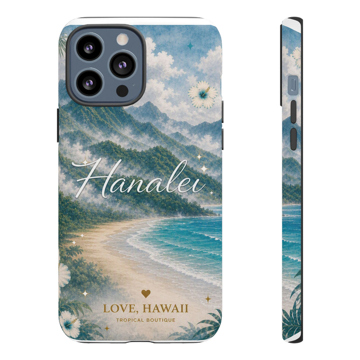 Hanalei Coastal Mist Hawaii Phone Case| Watercolor Tropical Art Tough Case, Love Hawaii Boutique Gift
