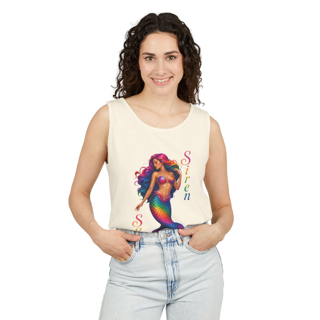 Mermaid Siren Tank Top — Rainbow 'Song' Graphic Beach Tank