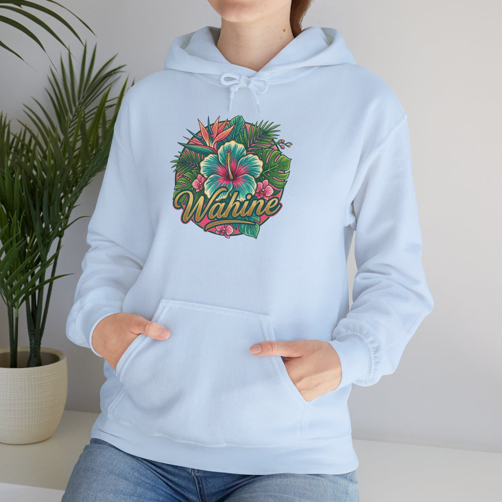 Wahine Tropical Floral Design Hoodie | Hawaiian Hibiscus Palm Leaves