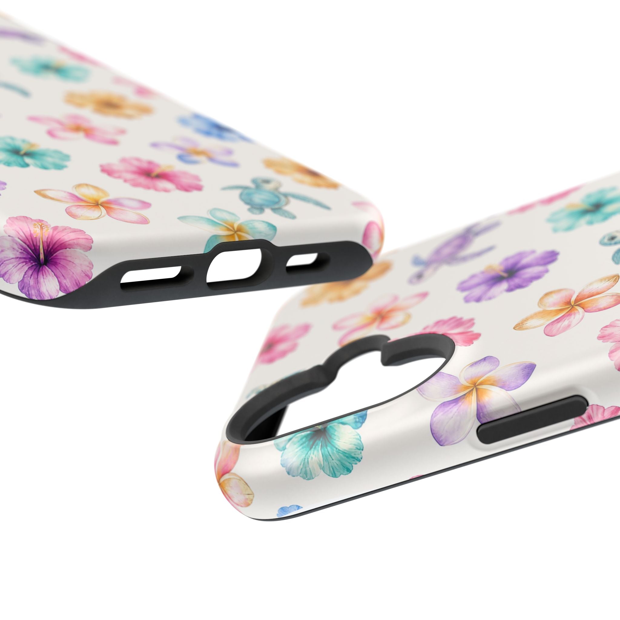 Sea Turtle Floral Phone Case — Colorful Hawaiian Plumeria Protective Case
