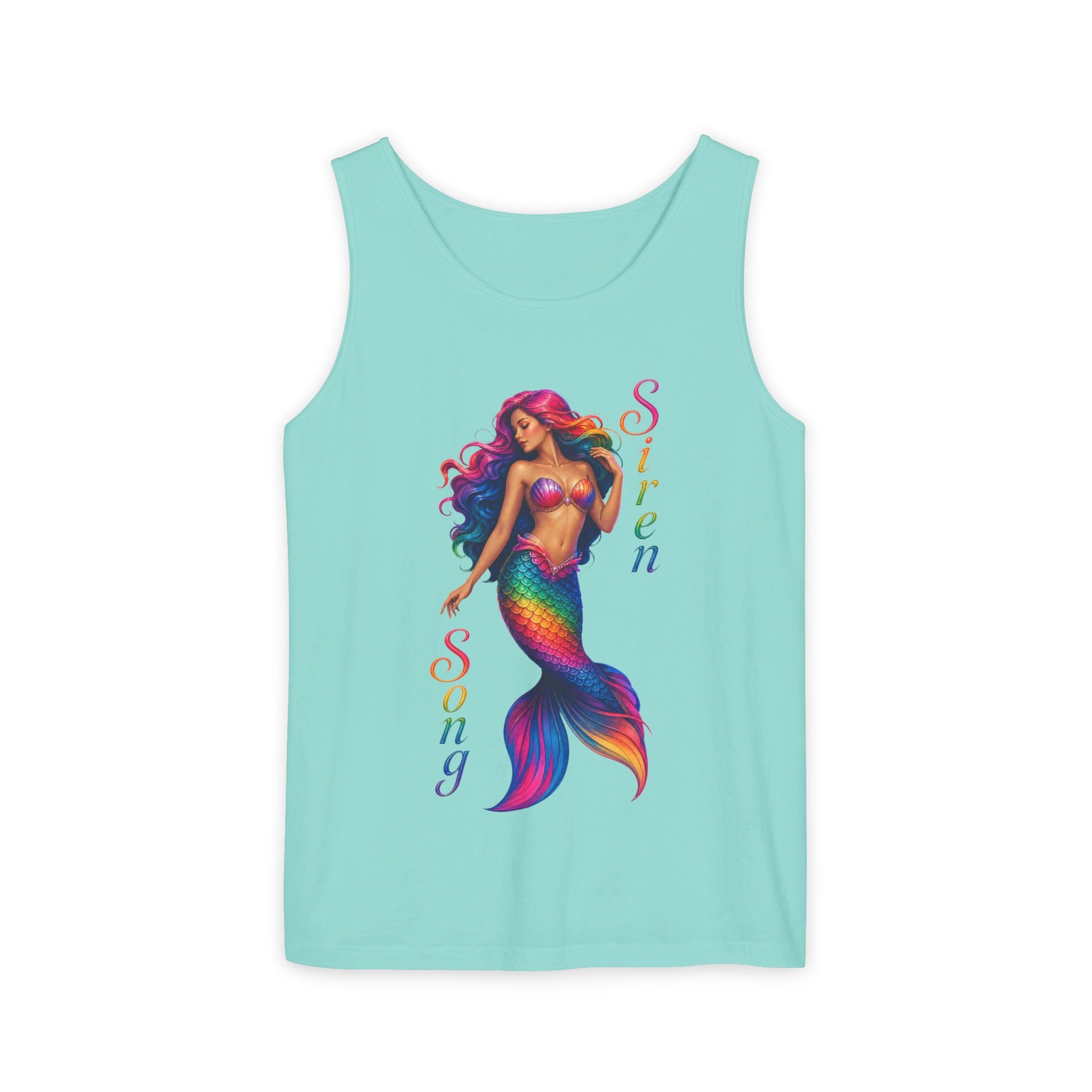 Mermaid Siren Tank Top — Rainbow 'Song' Graphic Beach Tank