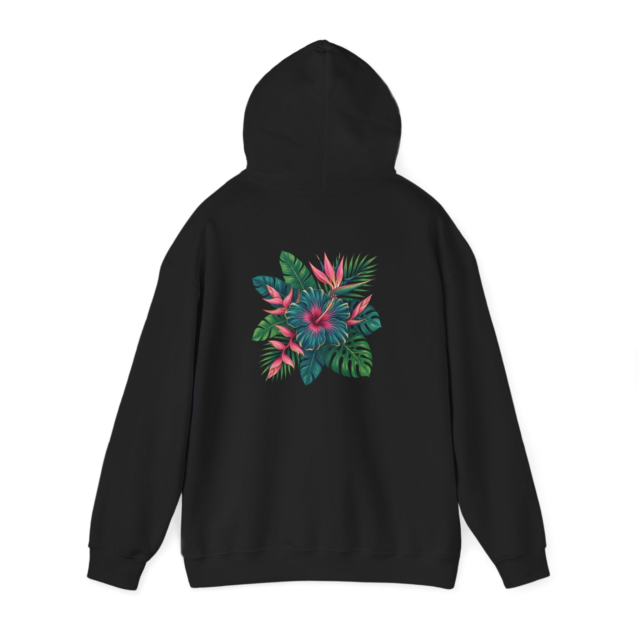 Wahine Tropical Floral Design Hoodie | Hawaiian Hibiscus Palm Leaves