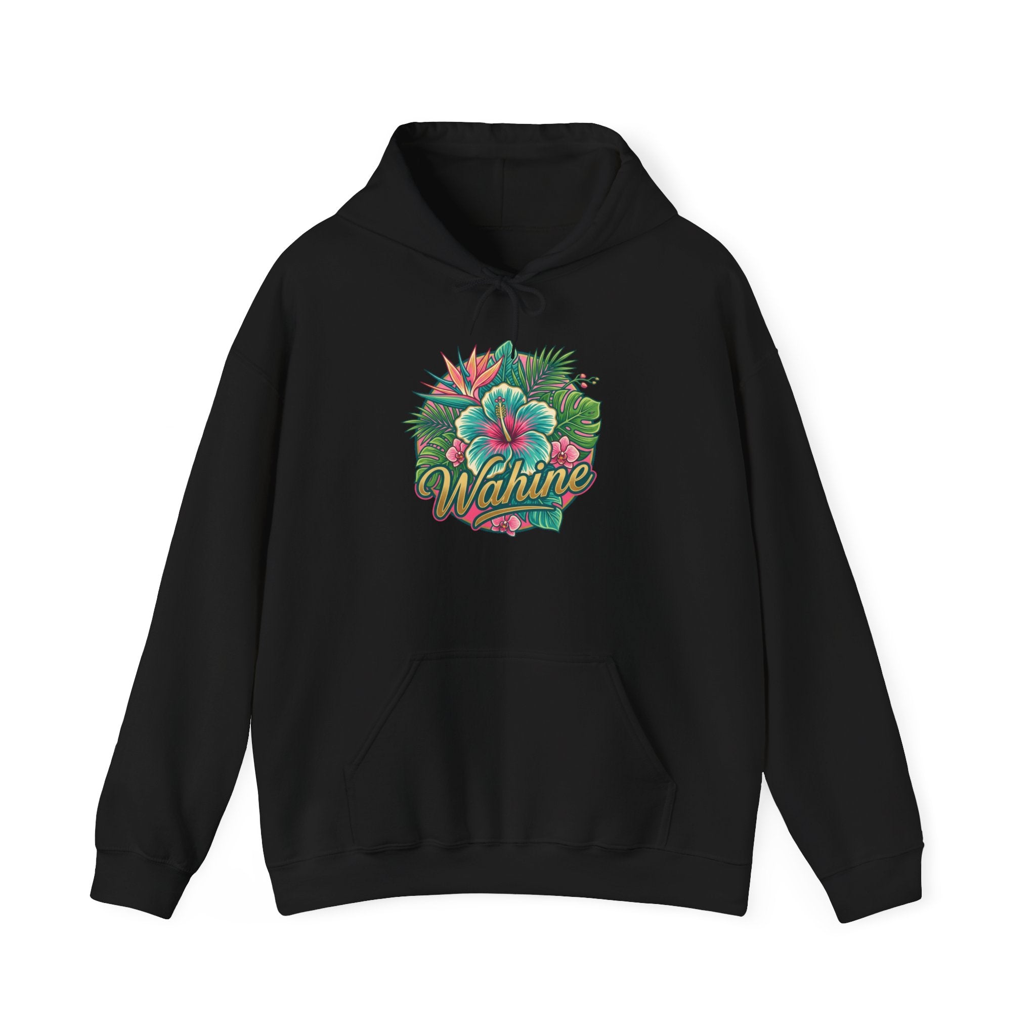 Wahine Tropical Floral Design Hoodie | Hawaiian Hibiscus Palm Leaves