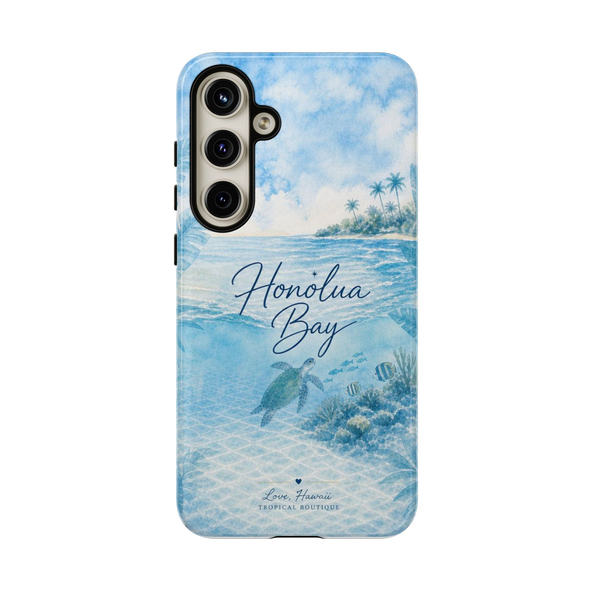 Honolua Bay Hawaii Tough Case | Sea Turtle Ocean Art | Tropical Watercolor Phone Cover