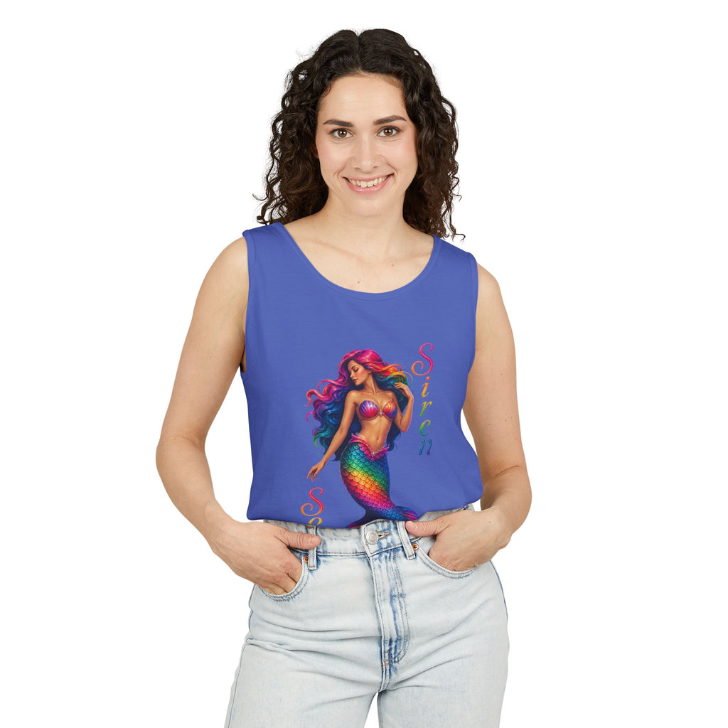 Mermaid Siren Tank Top — Rainbow 'Song' Graphic Beach Tank