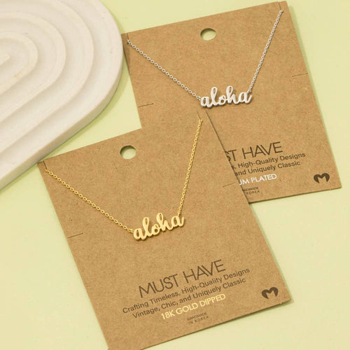 Aloha Script Pendant Necklace – Silver