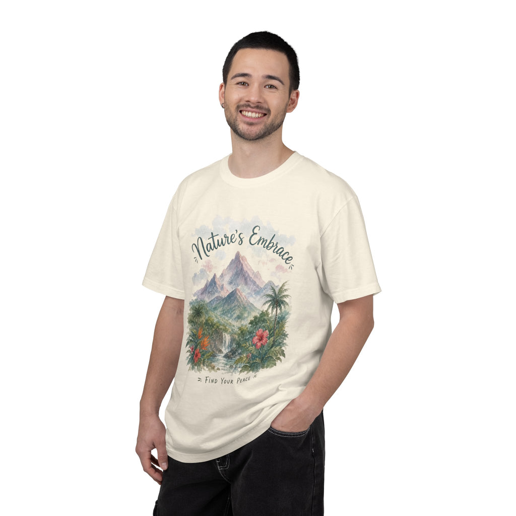 Nature's Embrace Mountain & Tropical Floral T-Shirt