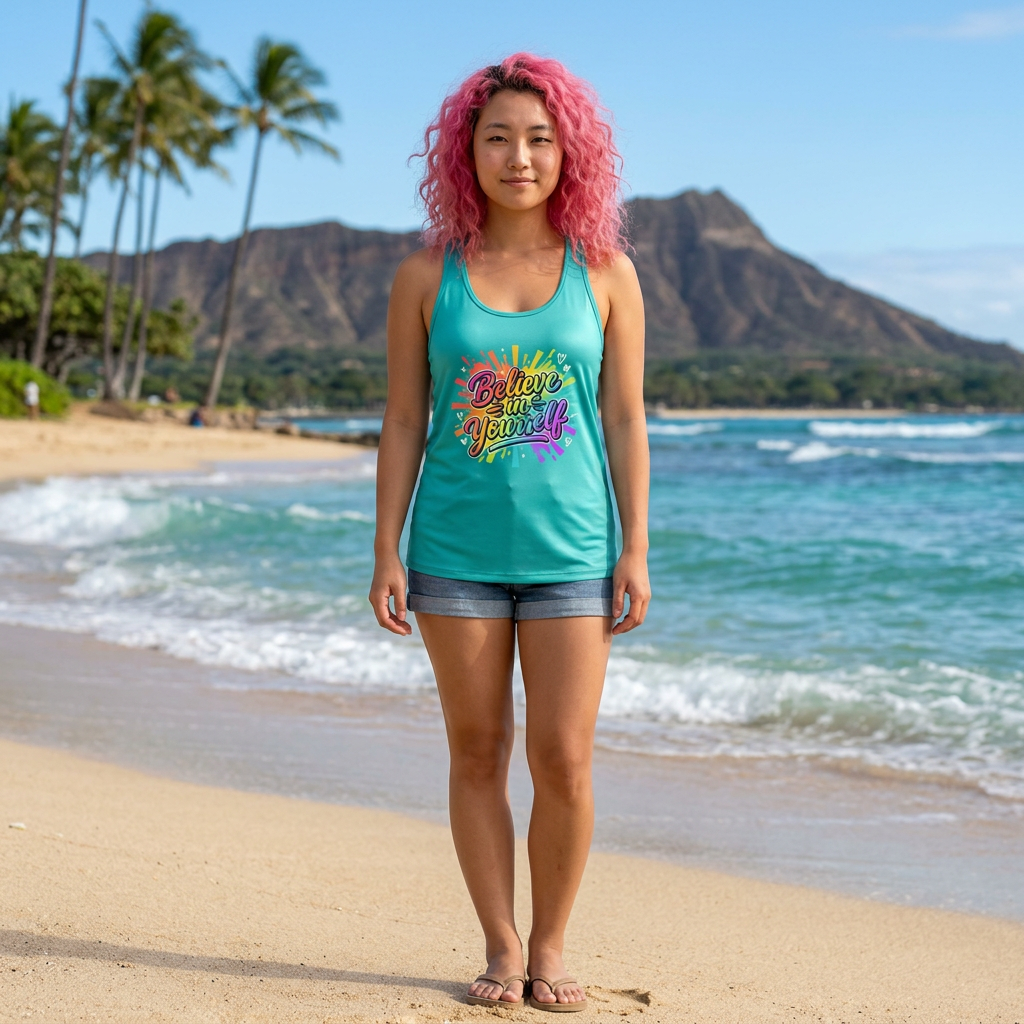 Believe in Yourself Rainbow Script Tank