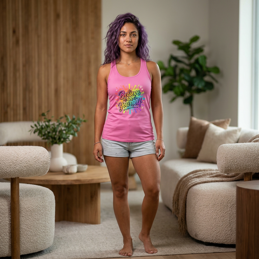 Believe in Yourself Rainbow Script Tank