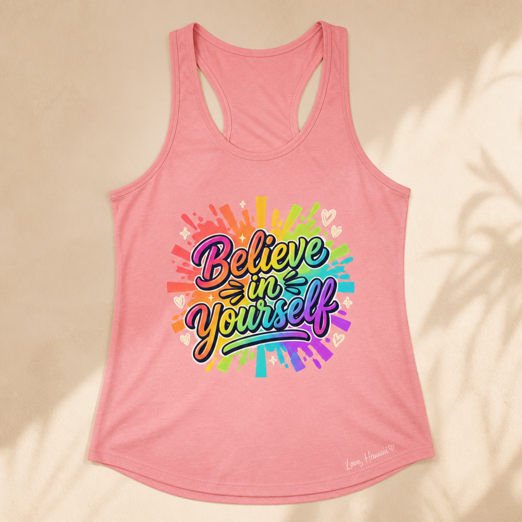 Believe in Yourself Rainbow Script Tank