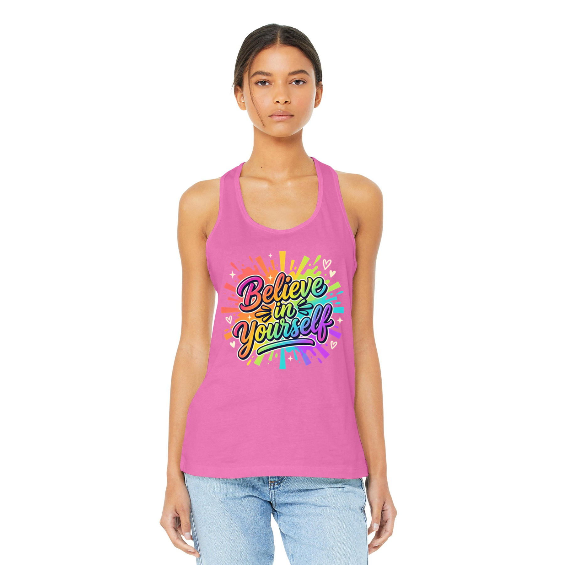 Believe in Yourself Rainbow Script Tank