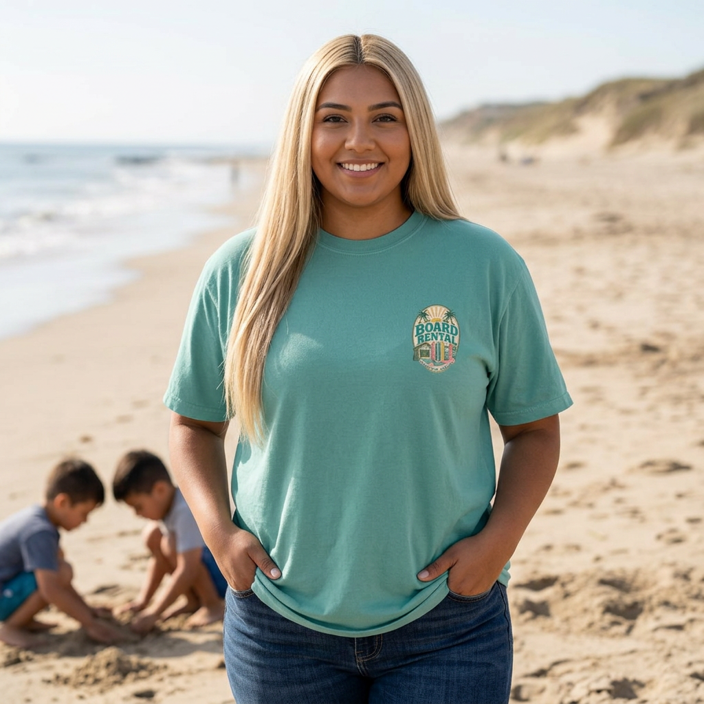 Board Rental T-Shirt — Hawaiian Surf Shop Graphic Tee (Back & Chest Print)