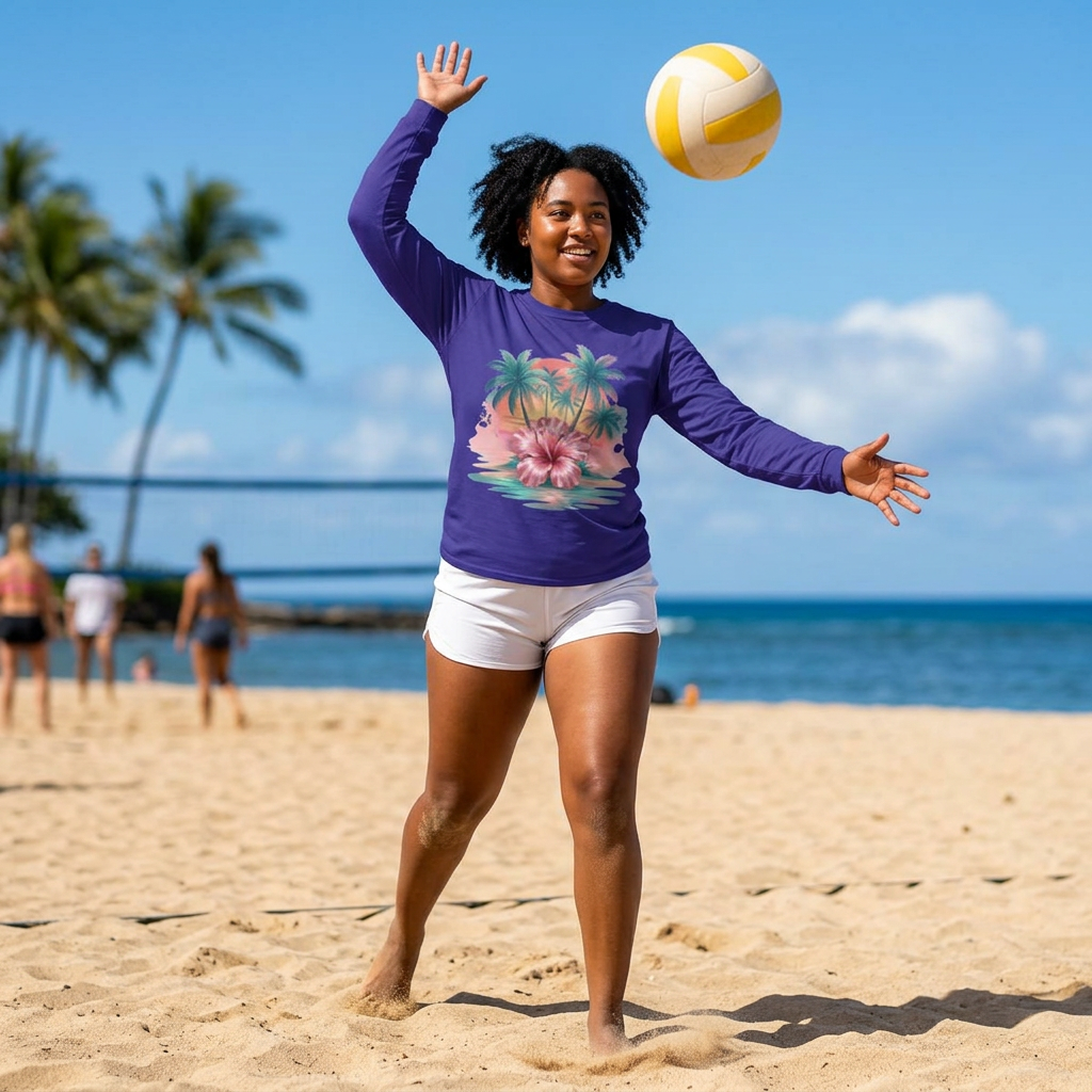 Tropical Hibiscus Sunset Long Sleeve Rashguard