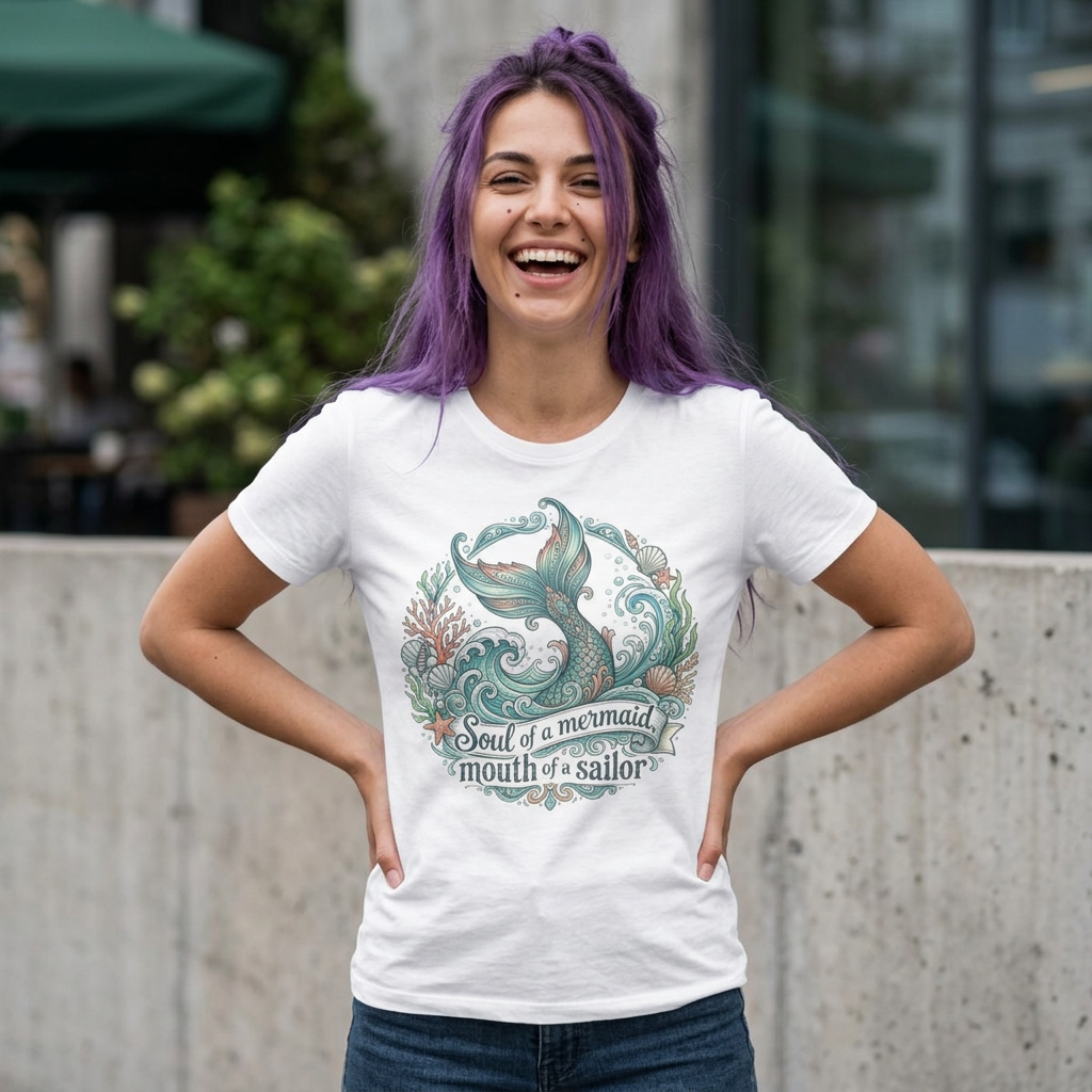 Soul of a Mermaid Mouth of a Sailor Tee | Mermaid Tail Nautical Tee