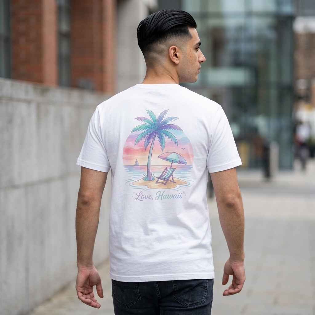 T-Shirt — Lanikai Hawaii Pastel Beach Palm Graphic Tee