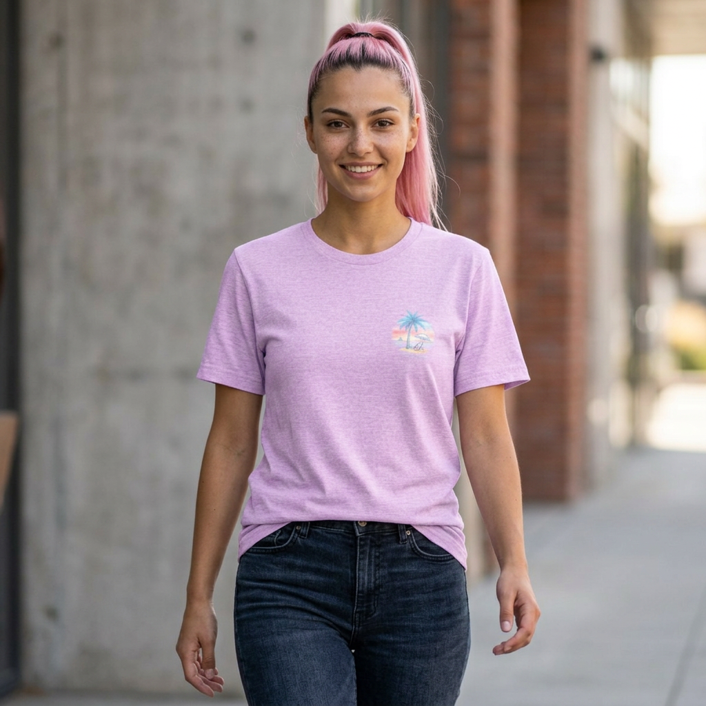 T-Shirt — Lanikai Hawaii Pastel Beach Palm Graphic Tee