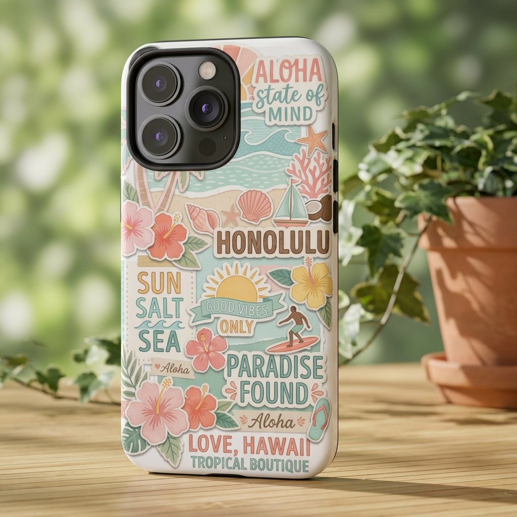 Hawaii Beach Collage Phone Case | Tropical Honolulu Floral Paradise