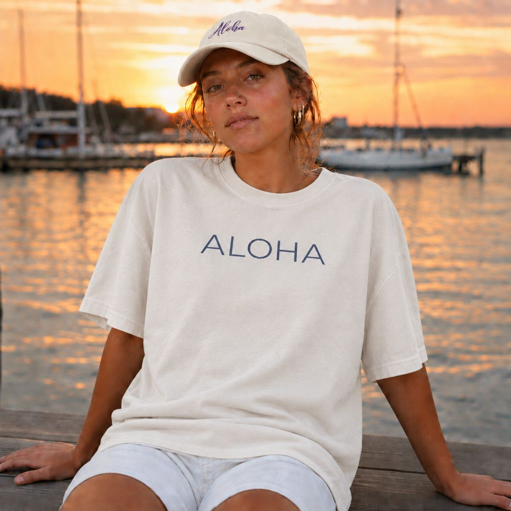 Aloha Minimalist Puff Print Tee | Tropical Vacation T-Shirt