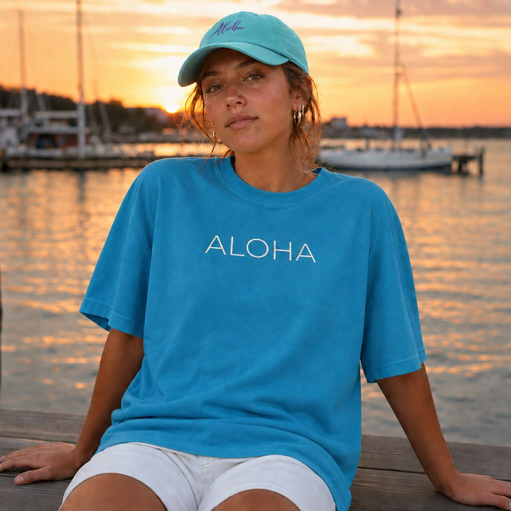 Aloha Minimalist Puff Print Tee | Tropical Vacation T-Shirt