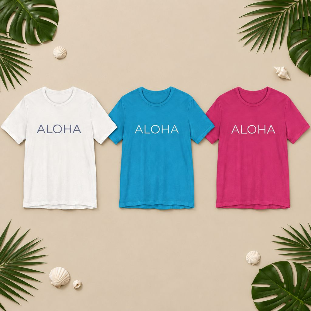 Aloha Minimalist Puff Print Tee | Tropical Vacation T-Shirt