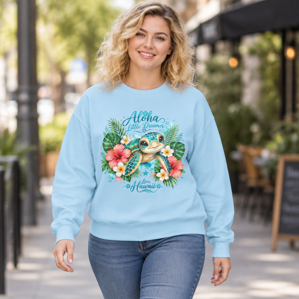 Aloha Little Dreamer Sea Turtle Sweatshirt | Hawaii Floral Beach Vibes