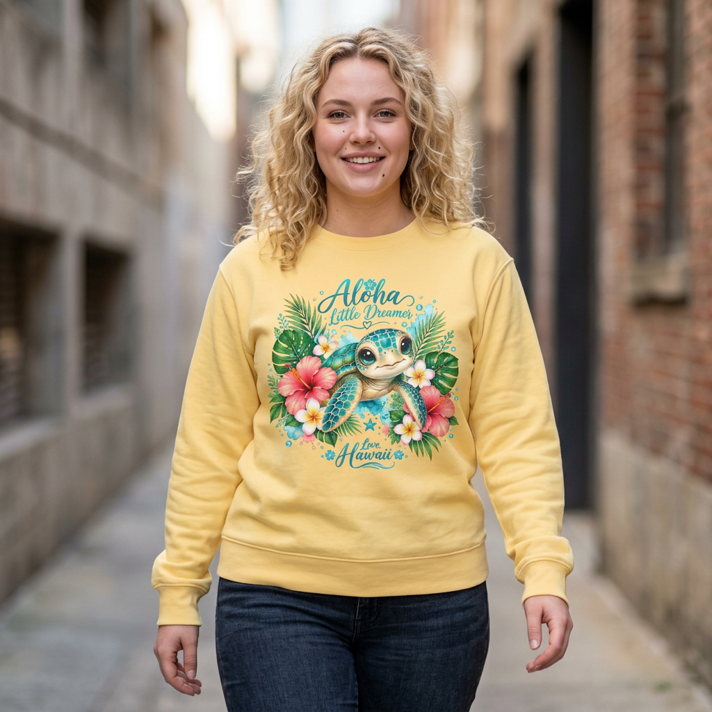 Aloha Little Dreamer Sea Turtle Sweatshirt | Hawaii Floral Beach Vibes