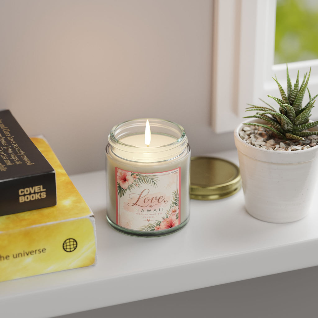 Coconut Apricot Scented Candle — Tropical Boutique Soy Jar (4oz or 9oz)-Love, Hawaii Home Collection