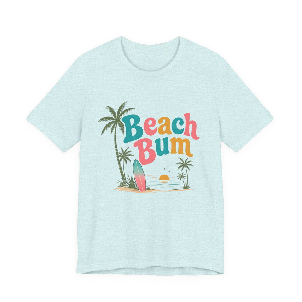 Beach Bum graphic tee | Surfboard palm tree sunset T-Shirt