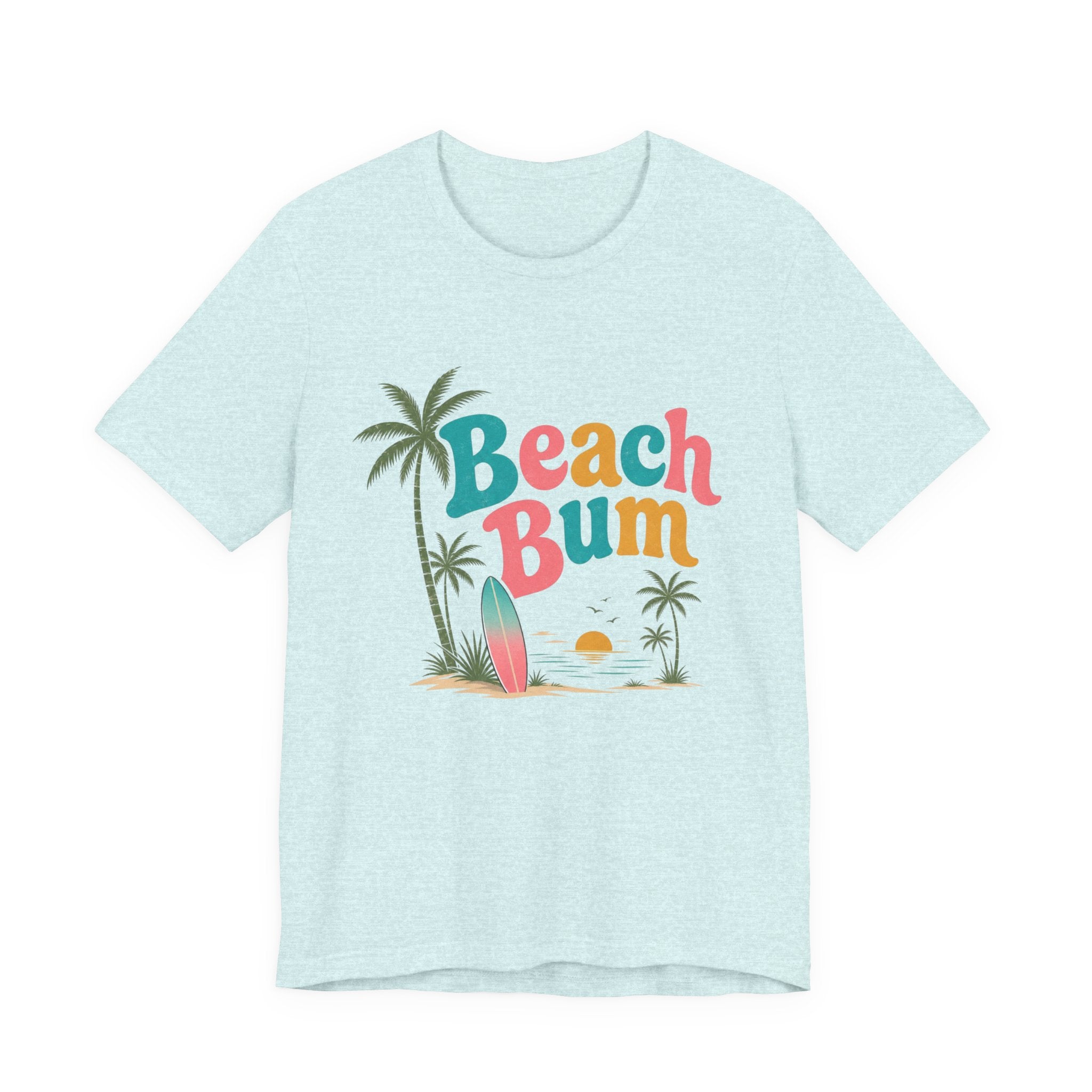 Beach Bum graphic tee | Surfboard palm tree sunset T-Shirt