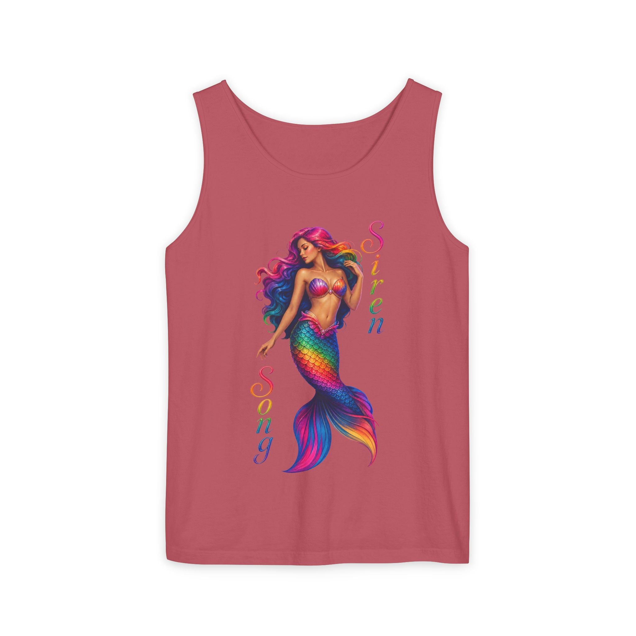 Mermaid Siren Tank Top — Rainbow 'Song' Graphic Beach Tank