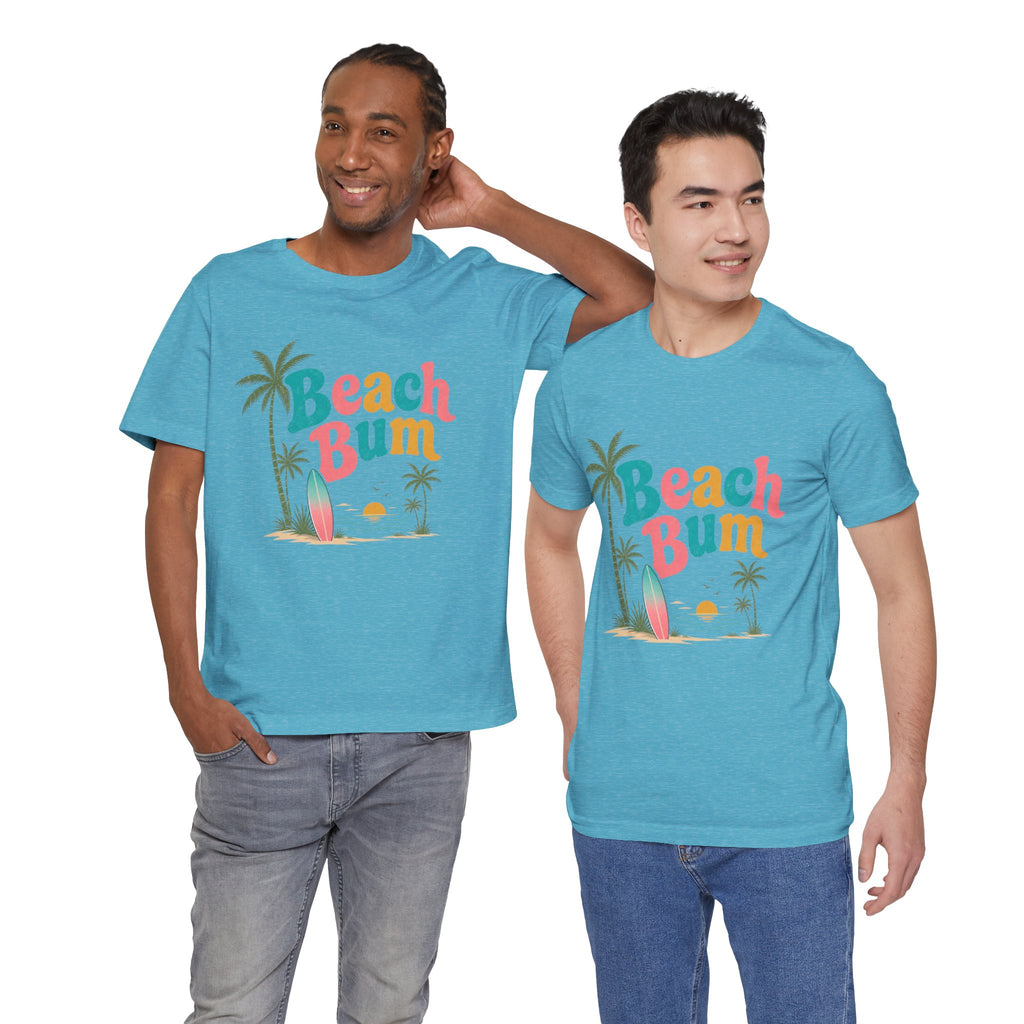 Beach Bum graphic tee | Surfboard palm tree sunset T-Shirt