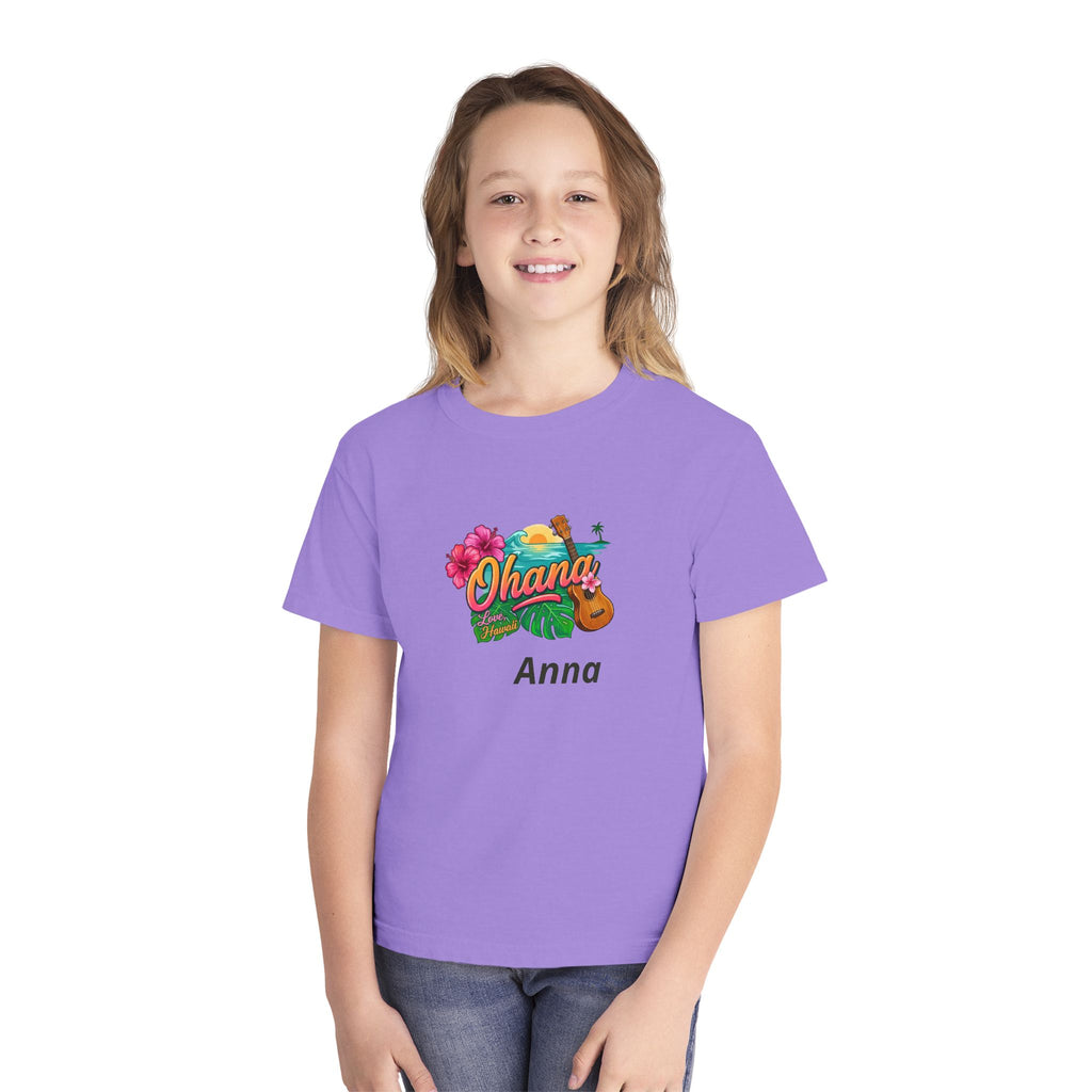 Ohana Floral Ukulele Youth Tee | Personalized Name Option