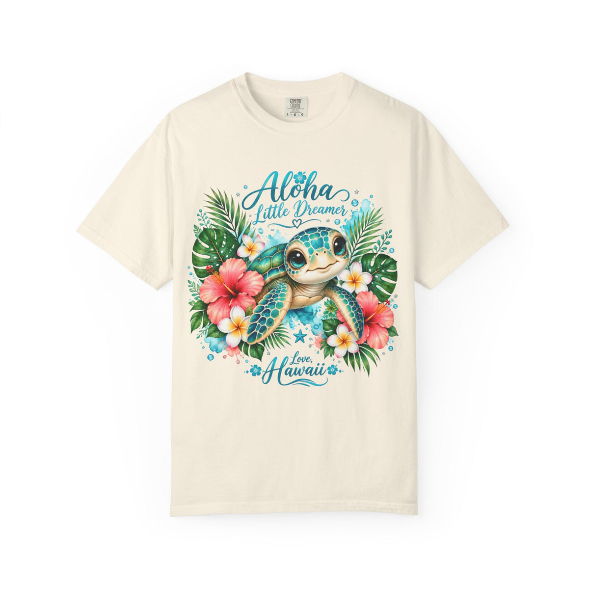 Aloha Little Dreamer| Sea turtle T-Shirt | Hawaiian floral tropical design